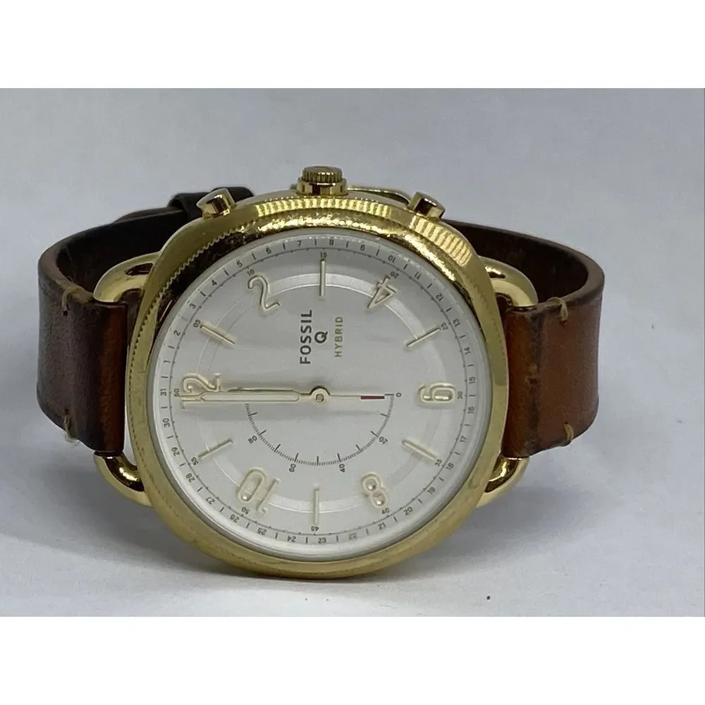 Fossil FTW1201 Women's Brown Leather Analog White Dial Hybrid Smartwatch XX727